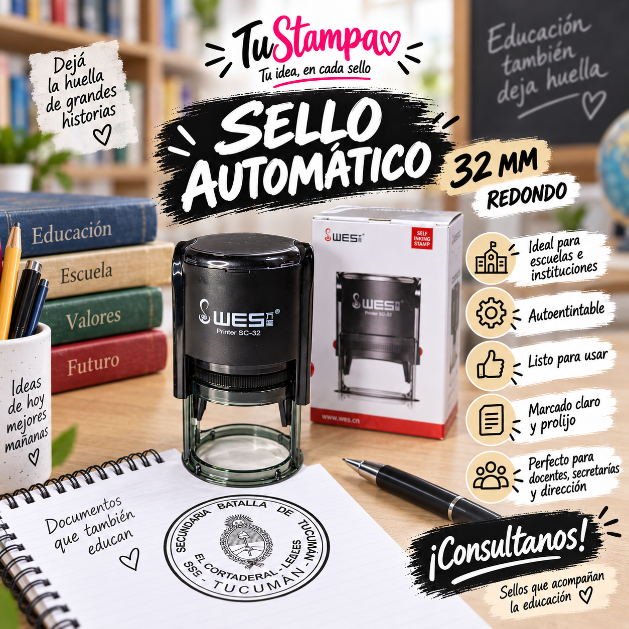 Sello Automático WES Printer 32mm